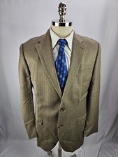 Ralph Lauren men's beige Houndstooth Silk  Wool blazer Jacket 42L