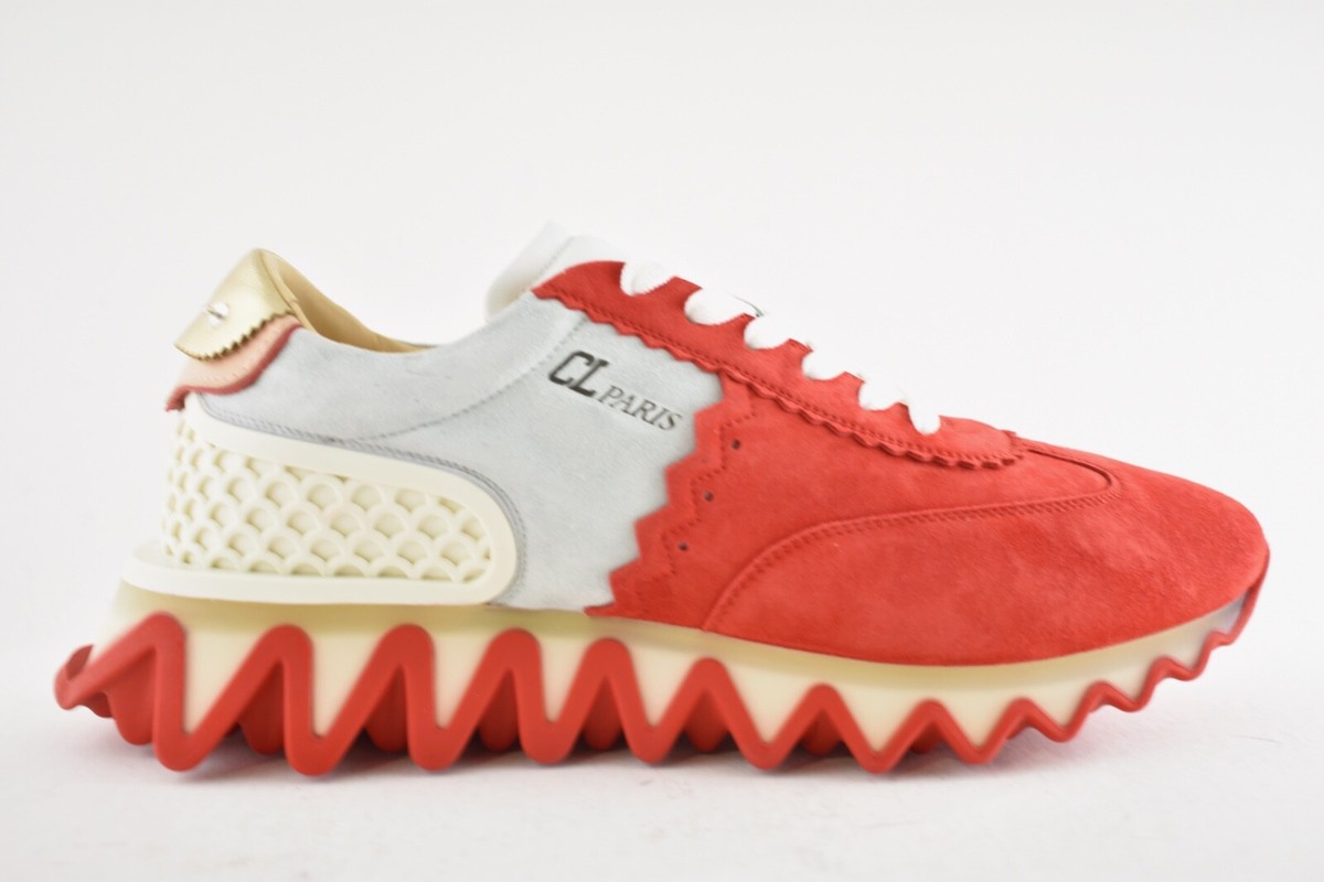 Christian Louboutin Mens Loubishark Flat Red Suede Platform Low