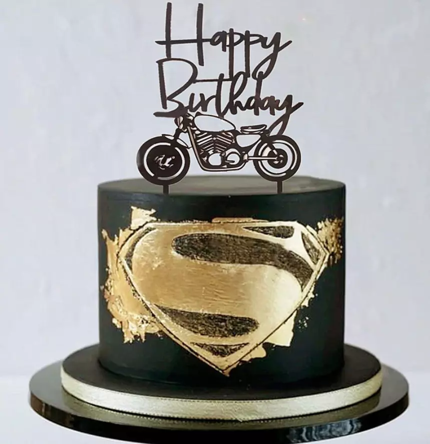 Motorcycle Happy Birthday Cake Topper Bike Chopper Men Anniversary