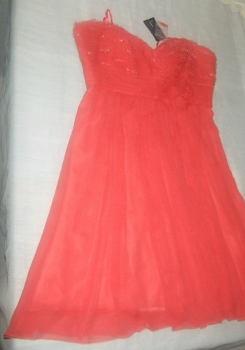 BCBGMAXAZRIA VESTIDO BUSTIER TALLA 38 en puro SEDA color Coral - Imagen 7 de 12