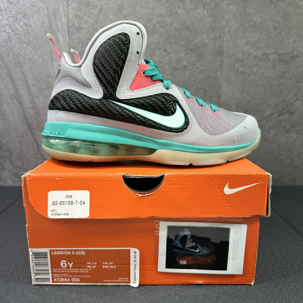 Size 6Y Size 7.5 Womens Nike Lebron 9 GS SOUTH BEACH Shoes eBay