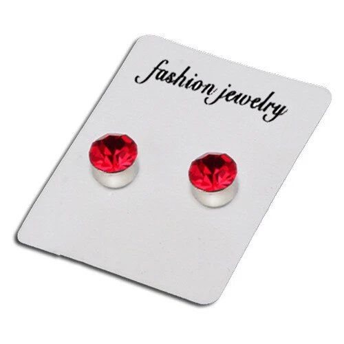 Solid Surgical Titanium Women Men 6mm Round Crystal Stud Magnetic Earrings - Picture 8 of 12