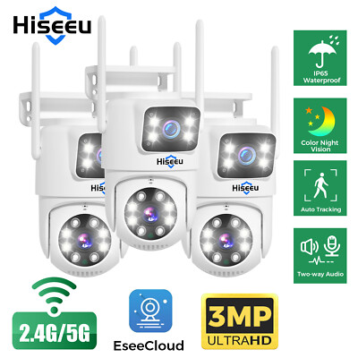 1~3PCS Hiseeu 6MP Wireless Wifi Dual Lens 2.4/5G Wifi Security Camera 2Way Audio