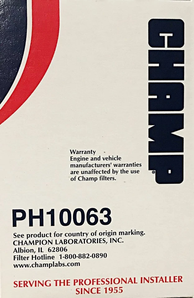 FILTRO DE ACEITE CHAMP PH10063 PARA CADILLAC CHEVROLET GMC - ESTUCHE DE 6 Foto 4 de 4