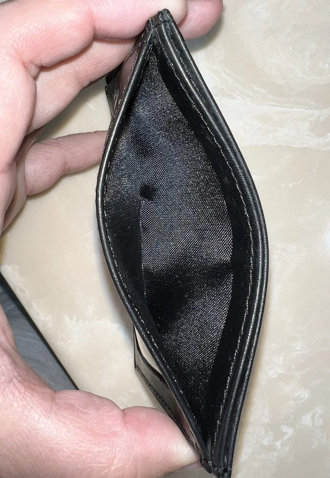 Juego de 2 MERCEDES BENZ Genuino OEM Cuero Negro Portatarjetas Billetera Ventana Foto 3 de 4