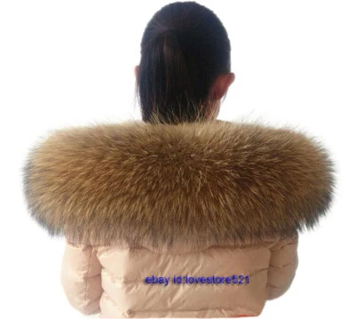 real fur scarf,100% Ussuri Raccoon Fur Collar for Down Jacket Hood trim Scarf - Image 1 of 4