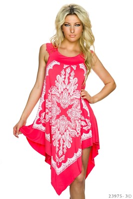 Kleid Minikleid Sommer Partykleid Cocktailkleid Spitze Tunika Paisley 36/38