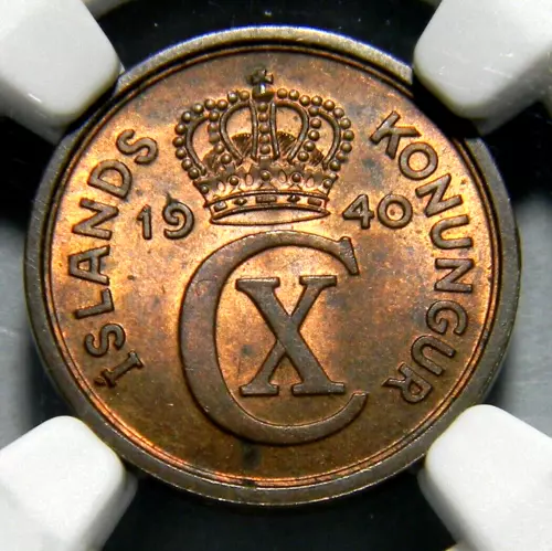 Iceland 1940 Eyrir  coin  NGC MS 64 RB (01-18)
