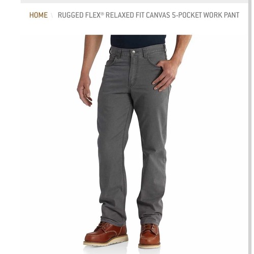 Carhartt Rugged Flex Canvas Work Pants Relaxed Fit Gray Size 40x30