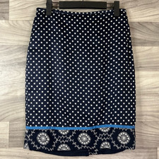 LOFT Straight Skirt Women's 0P Petites Blue White Above Knee Back Slit Zip New