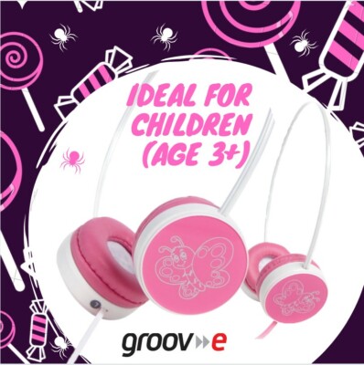 Groov-e My First Kopfhörer für Kinder mit Lautstärkebegrenzer - Pink Butterfly NEU