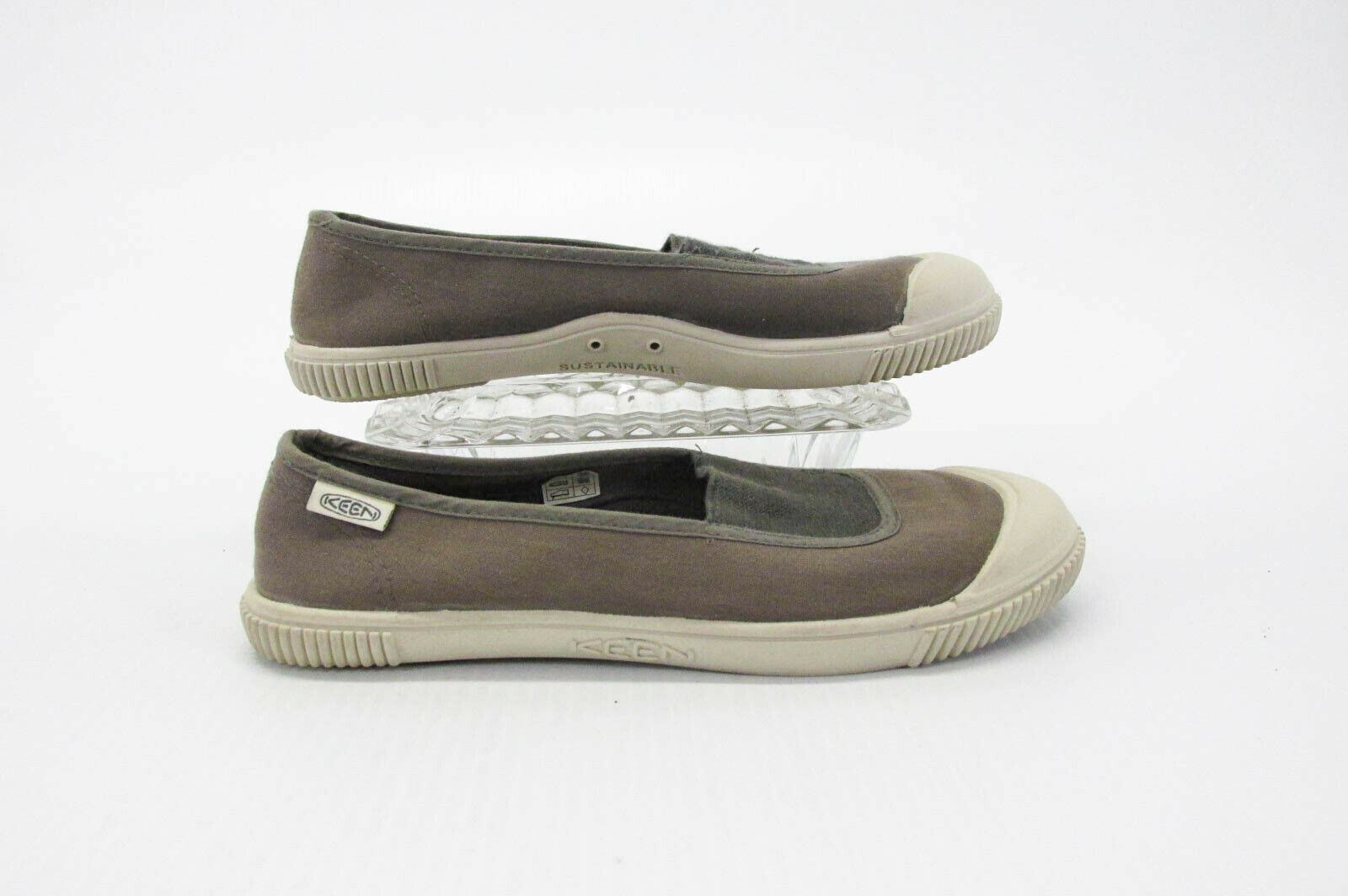 Scarpe Keen donna Maderas taglia 8 5M mocassino sportivo grigio tela piatto usate xq