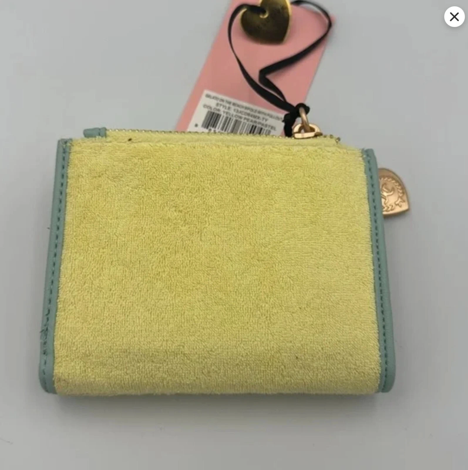 Portafoglio Juicy Couture giallo pera pastello gelato sulla spiaggia estraibile CC nuovo con etichette