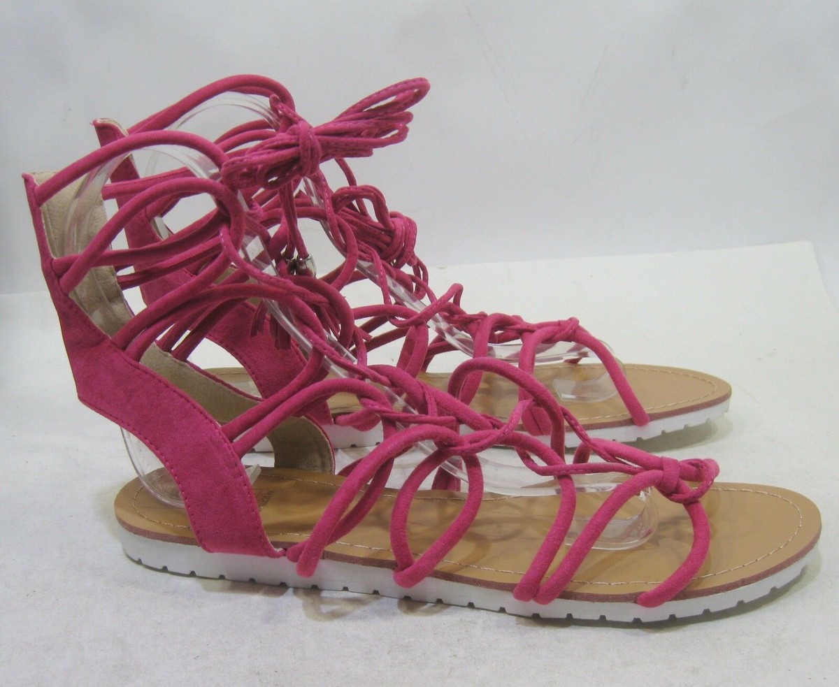 NEW Summer Pink Lace Up Shoes Roman Gladiator Sandals WOMEN Size 8.5 | eBay