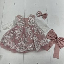 NNJXD Pink Tulle Lace Flower Princess Wedding Dress Infant Girls Size 12-18 M