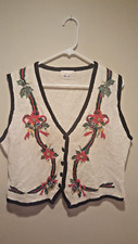 Vintage Clothing Ugly Christmas Vest - Kathie Lee - Medium M - White