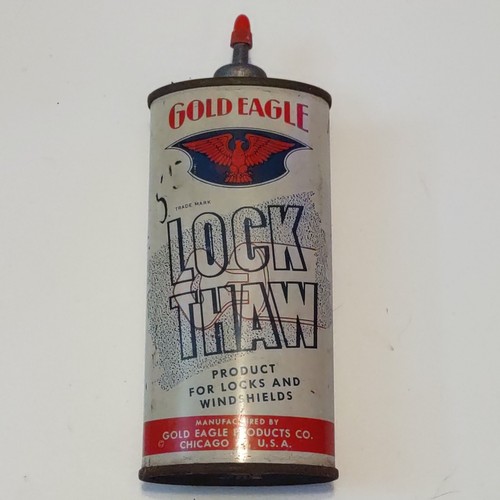 VINTAGE GOLDEN EAGLE LOCK THAW OIL 4 OZ OILER TIN FULL  584-W - Picture 3 of 8