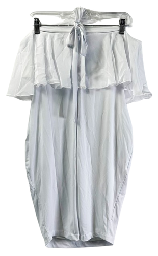 Fashion to Figure Plus Size Women's Mesh Lace Peplum with Pipe White Size 1 - Picture 2 of 13