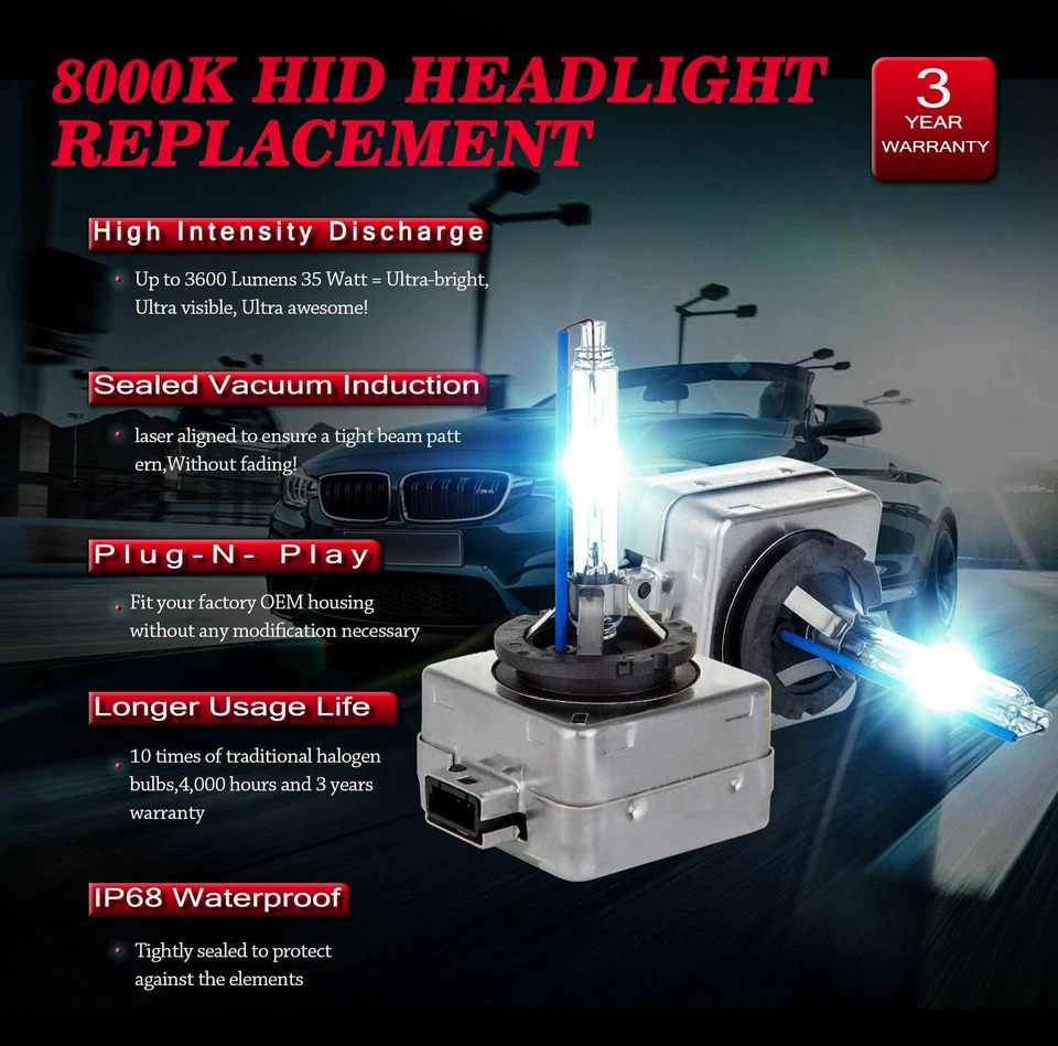 2x bombillas D1S 35W xenón ocultas azul hielo 8000K haz bajo para SEAT Ibiza MK3 2002-2009  Foto 2 de 4