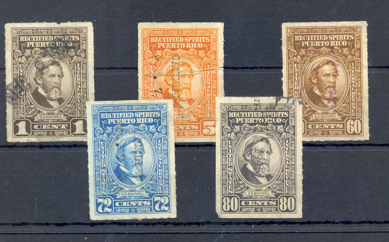PUERTO RICO 5 x REVENUE STAMP SPIRITS F/VF eBay
