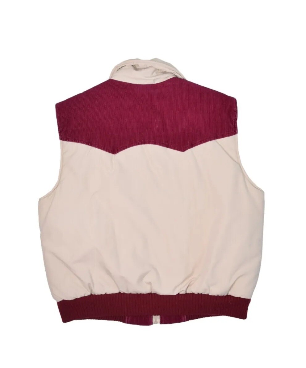 Vintage Samoset Western Puffer Vest Jacket Mens L Corduroy Trim