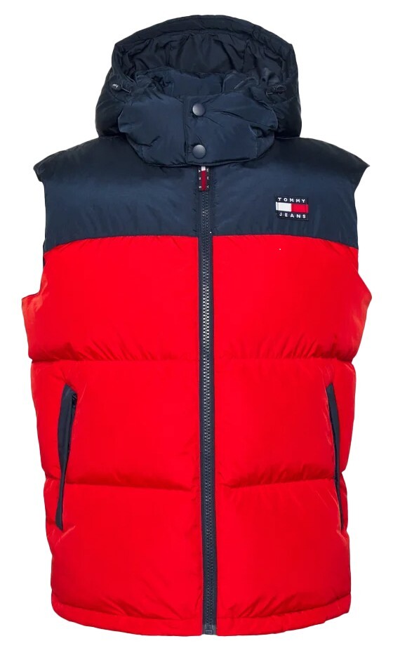 Tommy Jeans Men's Sleeveless Color Block Alaska Puffer Jacket Size