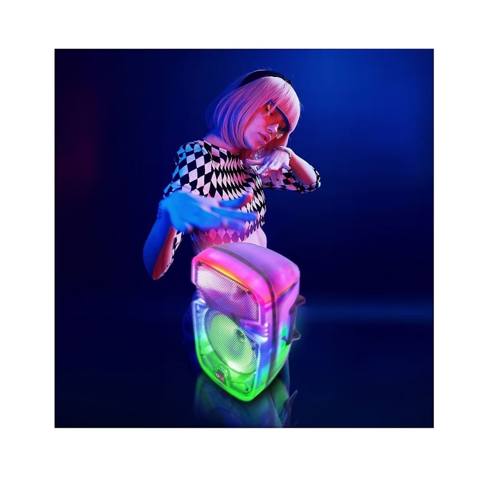 QFX 8" Translucent Portable Party Speaker w/ Bluetooth & Rechargeable Battery
