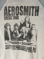 Vintage Aerosmith Concert Rocks Tour T-shirt 1976 Women Small Distressed Philly