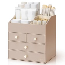 Makeup Organizer Countertop,Large Vanity Organizer PU Leather Make up Storage...