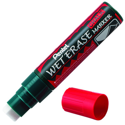 Pentel Arts Wet Erase Chalk Marker Jumbo Tip Red Ink Of 12 Smw56-B