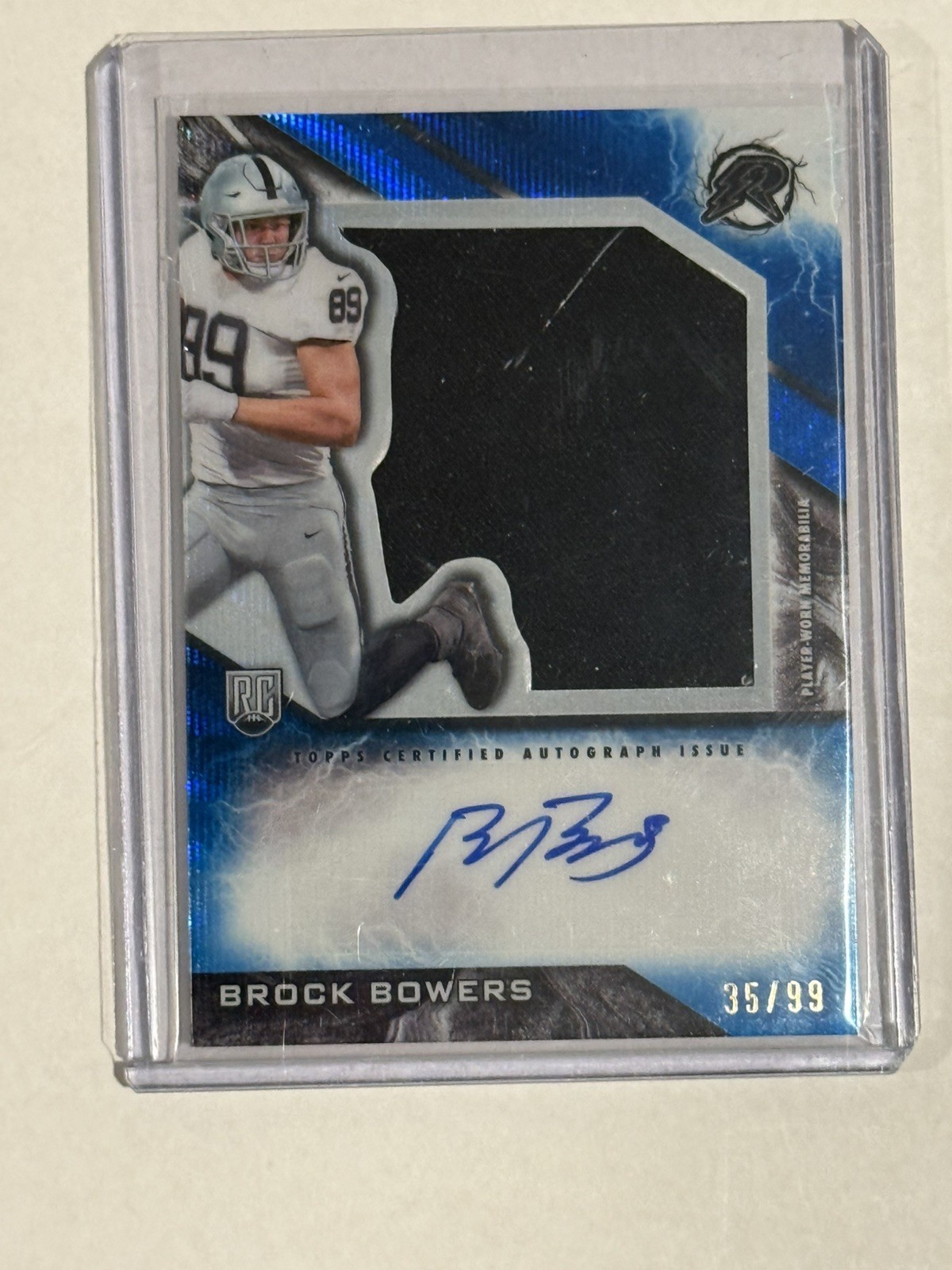 2024 Topps Resurgence Brock Bowers Blue Surge Rookie Patch Auto RC /99 RPA-BB