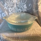 Vintage Pyrex Amish Butterprint Casserole Dish 471 Turquoise 1 Pint w/ 470 Lid