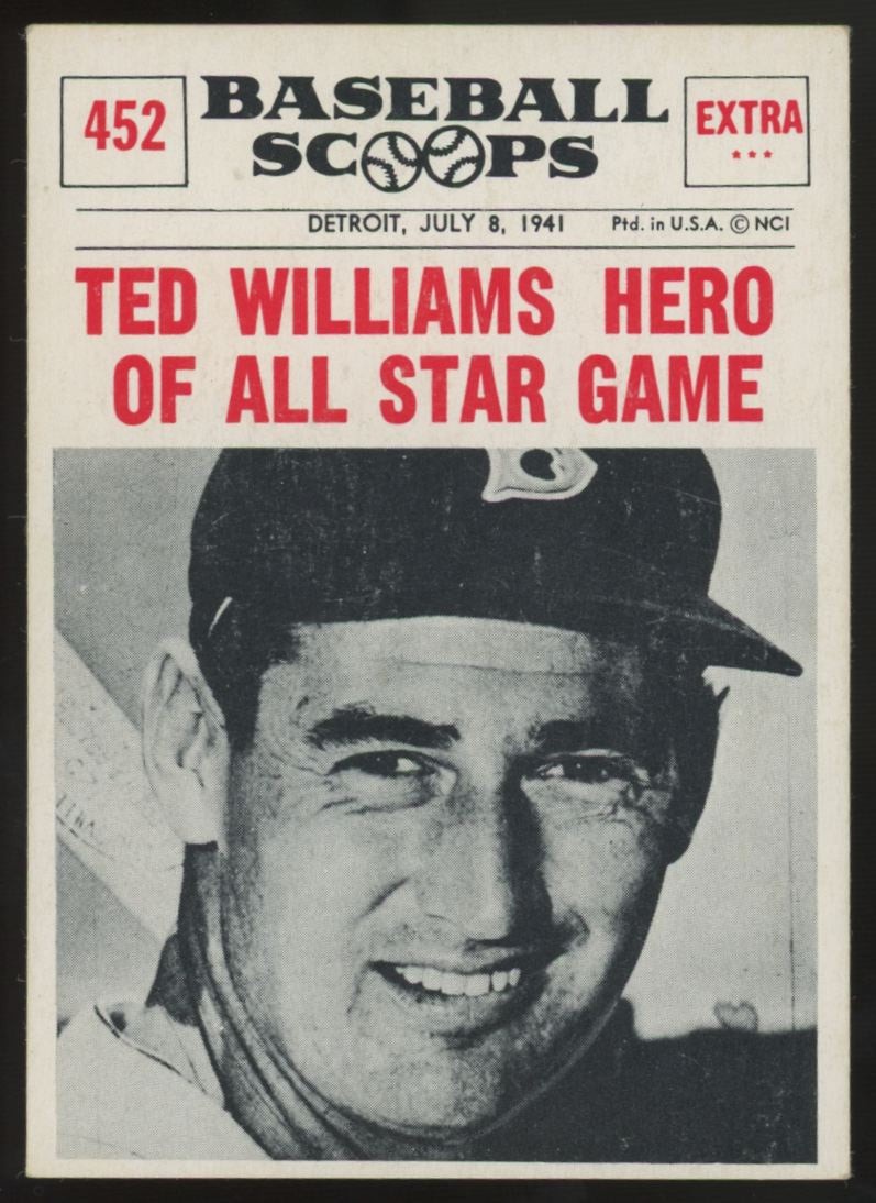 1961 Nu-Card Baseball Scoops Ted Williams Hero Of The Game #452 EX/MT