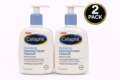 (2 Pack) Cetaphil Hydrating Foaming Cream Cleanser-Normal To Dry Skin 16 Oz E22