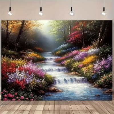 Print Painting, 1pc, Large Size Spring Themed Forest Flowers Butterfly Green G