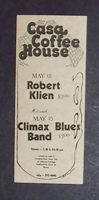 Climax Blues Band Robert Klein Casa Coffee House NY 1973 Mini Poster Type Ad