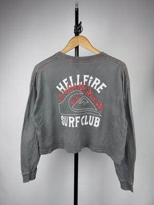 Quiksilver x Stranger Things Hellfire Surf Club Cropped long Sleeve Women s XS 