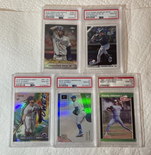 FERNANDO TATIS JR, PETE ALONSO ROOKIE CARD - PSA 10 FREE RANDY JOHNSON RC 