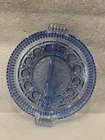 Indiana Glass Divided Relish Dish Blue Windsor Tab Handles Pressed Glass Vintage