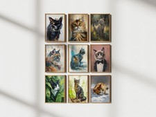 Charming Cat Portraits 5"x7" Print on Matte Paper | Watercolor Artwork