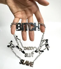 Nipple Clamps Clip with Chain Adjustable Couple Sex Toy Unisex BDSM Non-Piercing