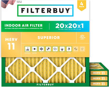 20x20x1 MERV 11 Air Filter 4 Pack HVAC Furnace AC Filter Made in USA