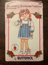 Butterick 4885 UNCUT Sewing Pattern, Strawberry Shortcake, Children's Dress 5-6X