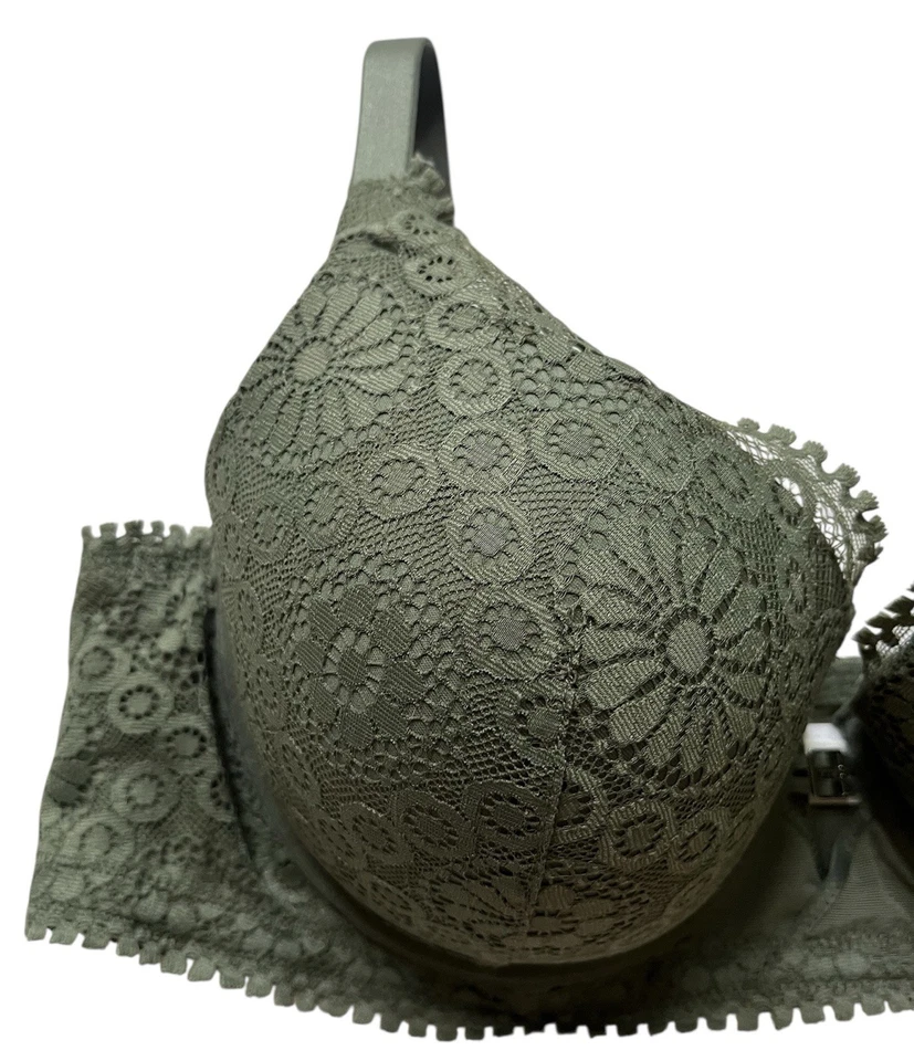 Sujetador de encaje para pestañas Aerie Real Power verde salvia 40D con aros nuevo Foto 2 de 4