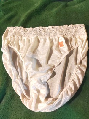New! Bestform Hi-Cut Panties Wide Lace 100% Nylon White Sz 7 Silky Soft