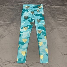 Justice Leggings Active Girls Size 10 Blue Camo Hearts Lightly Used Camouflage