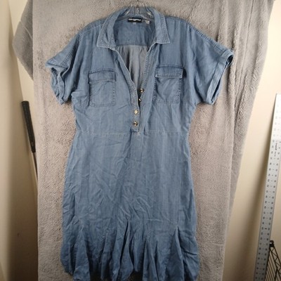 Karl Lagerfeld Paris Chambray Mini Dress Blue Demin Size 16