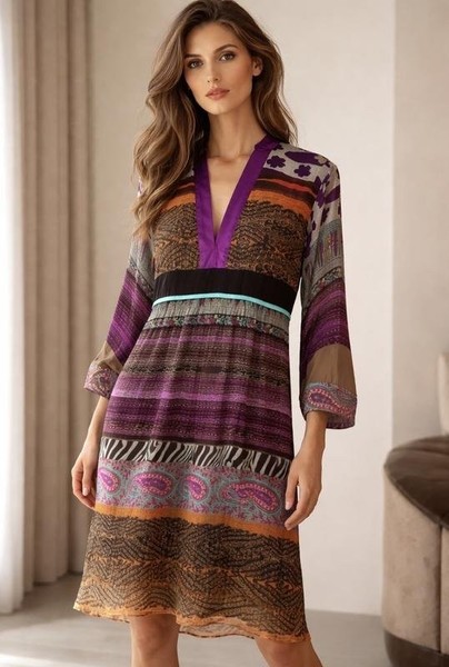 Women Etro Dress Purple Silk 38