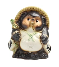 Raccoon Dog Shigaraki Ware Pottery Tanuki Figurine Lucky Charm Ceramic Tanuki JP