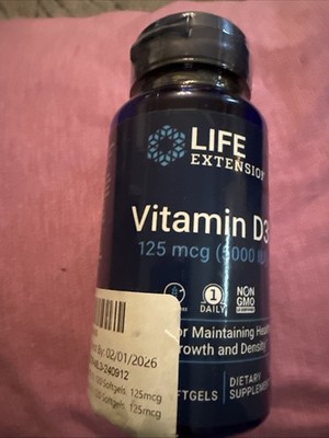 Vitamin D3 125 mcg 5000 IU 60 softgels Life Extension
